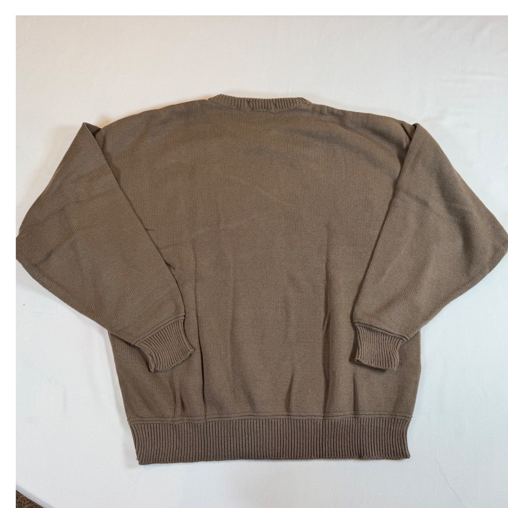 Vtg Lion Sweater XL Brown Cotton Knit Embroidered USA Safari Grunge Jumper - Picture 7 of 7